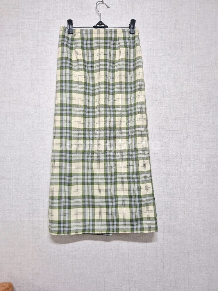 체크 롱 스커트--0