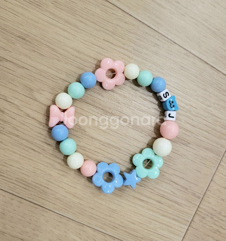 새상품>파스텔 꽃 비즈 팔찌--0