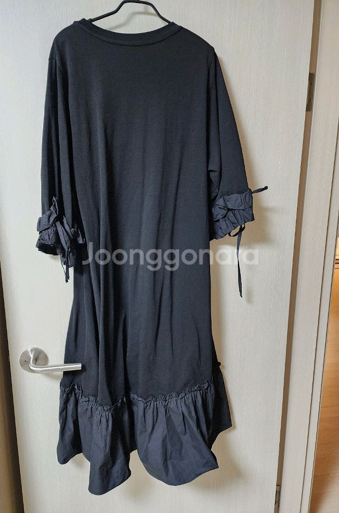 지컷 검정색 프릴 롱 원피스 롱드레스 프리--0