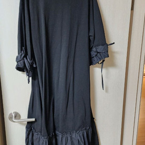 지컷 검정색 프릴 롱 원피스 롱드레스 프리