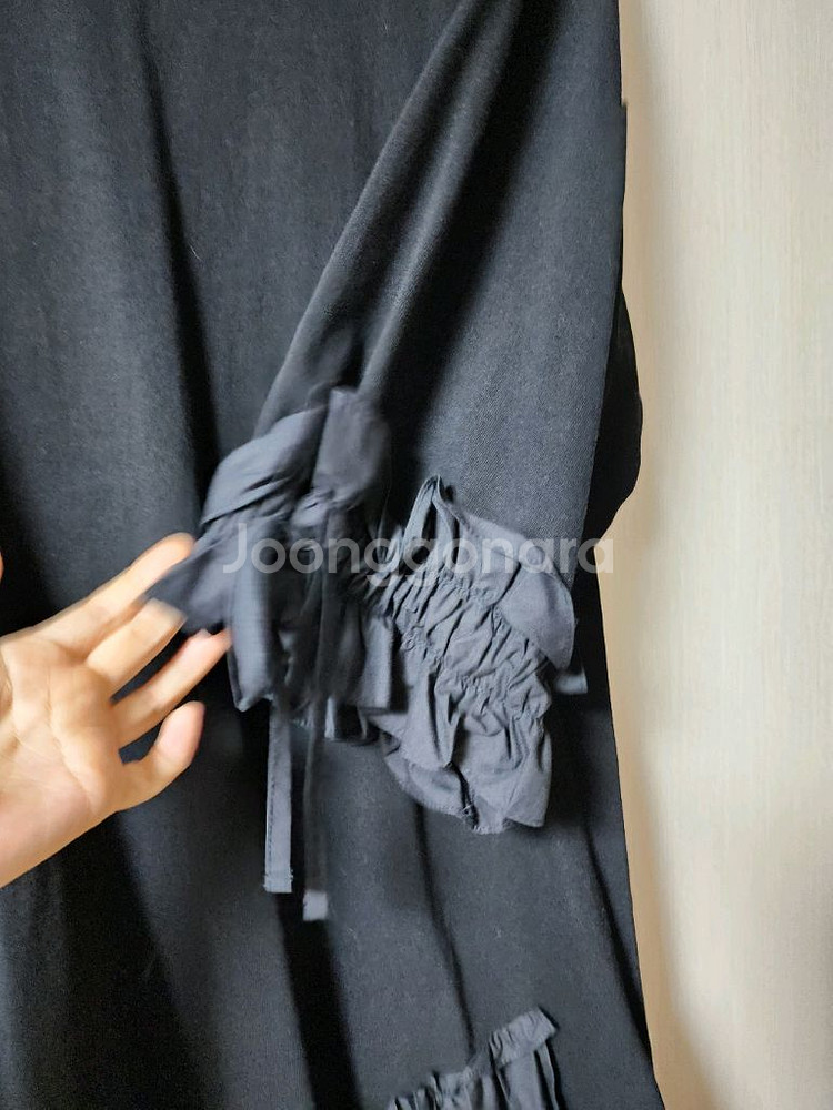 지컷 검정색 프릴 롱 원피스 롱드레스 프리--3