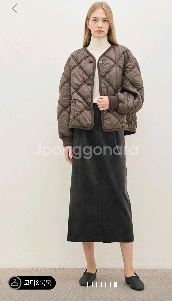 한섬 더캐시미어 퀼티드 패딩 점퍼--0