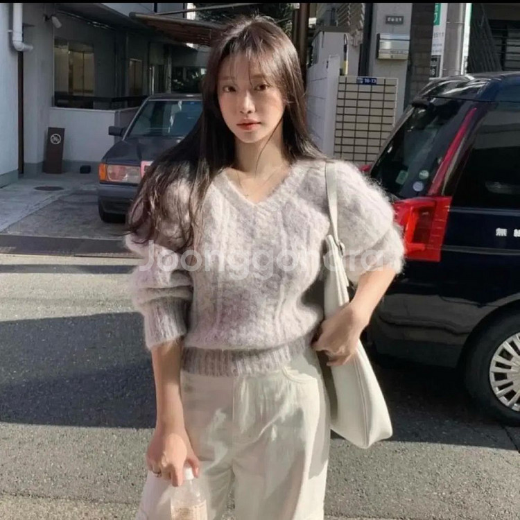 리즈 피넛 케이블 니트 그레이 peanuts--0