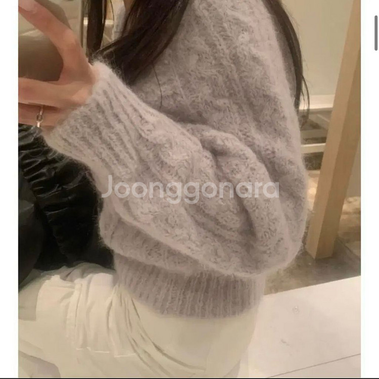 리즈 피넛 케이블 니트 그레이 peanuts--2