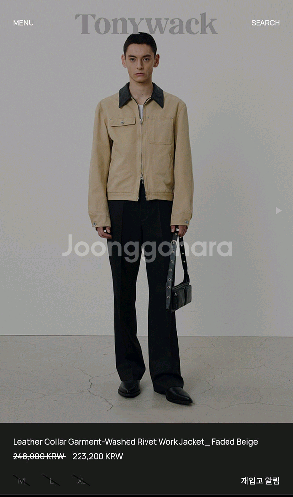 토니웩 24SS 레더카라 워크자켓 L사이즈 베이지--3