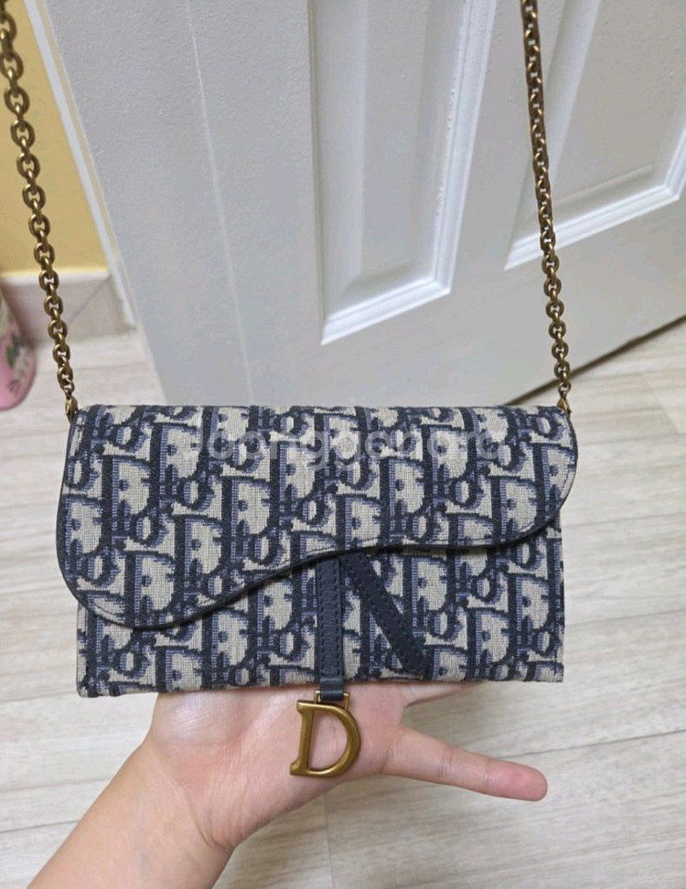 디올 오블리크 새들 체인 지갑 가방--1