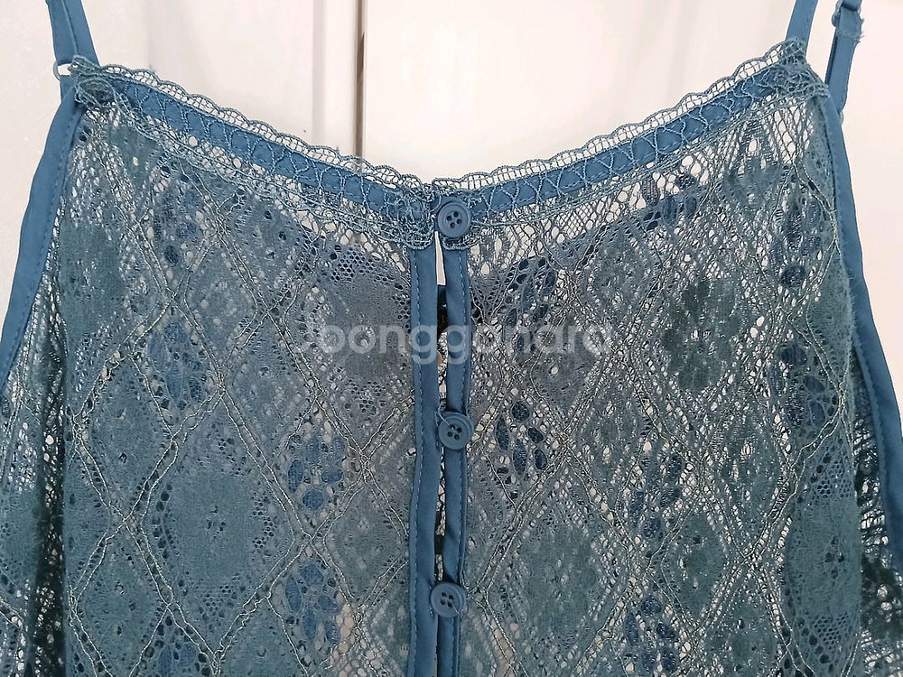 새상품 써스데이아일랜드 레이스 레이어드원피스 블루(착불--6