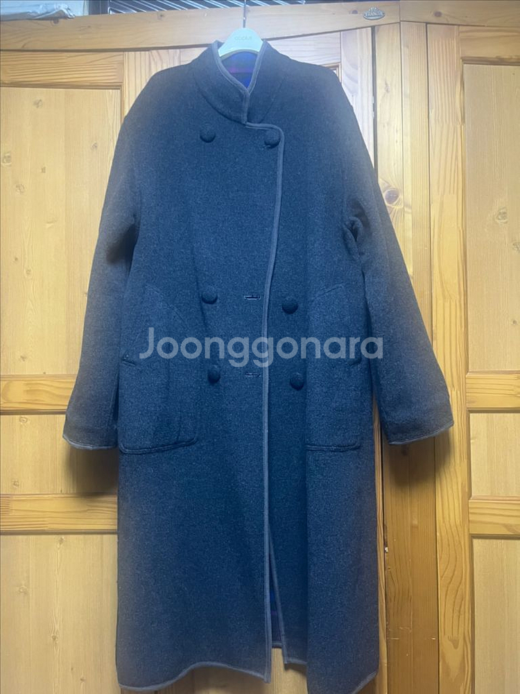 리버시블 체크패턴 모직코트--1