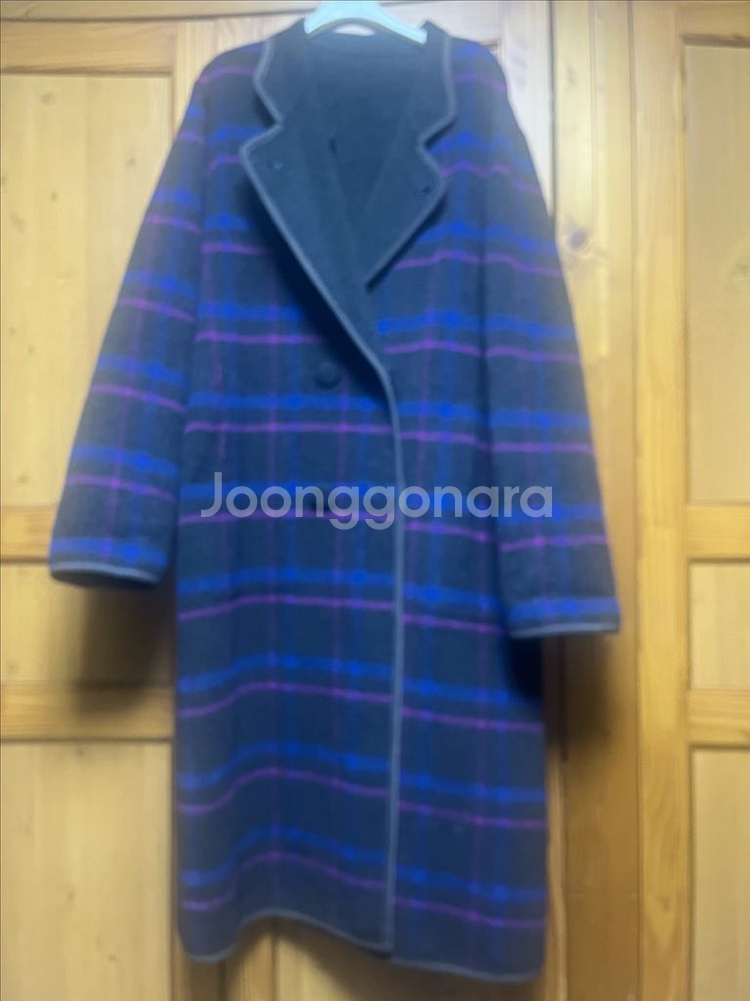 리버시블 체크패턴 모직코트--5