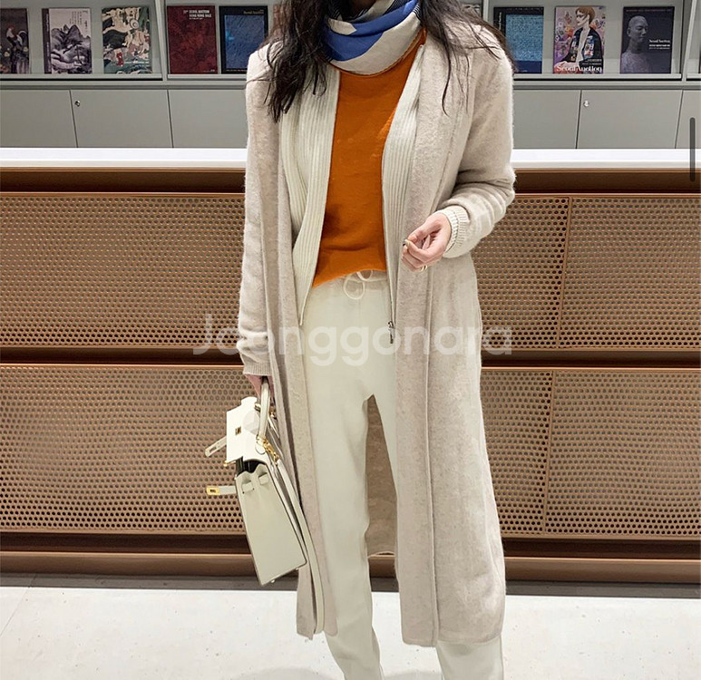 라쿤 후드 롱 가디건(오트)--1