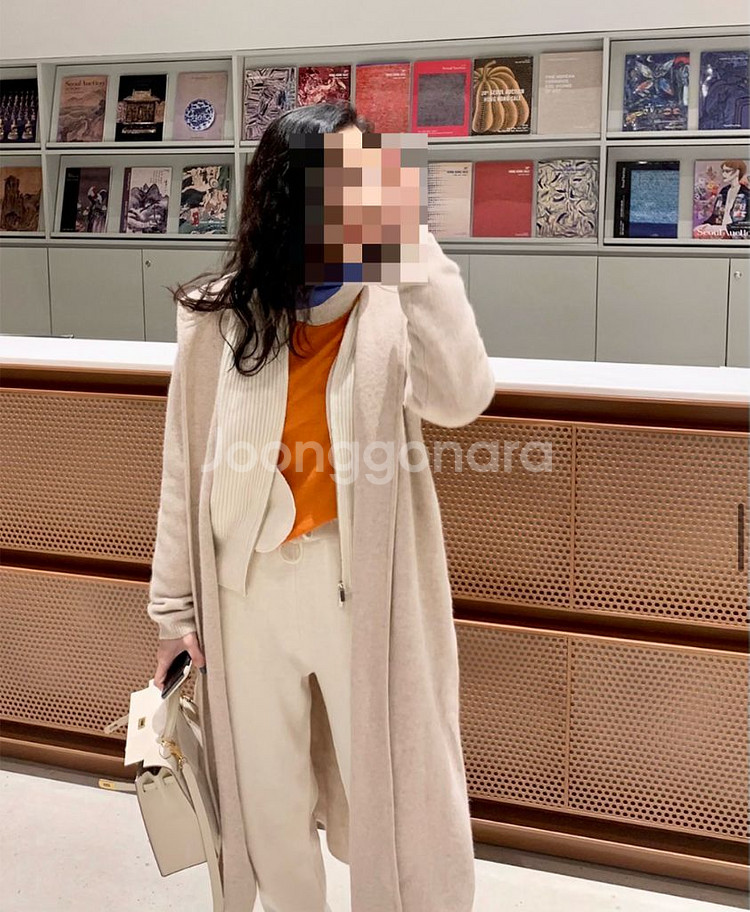 라쿤 후드 롱 가디건(오트)--0