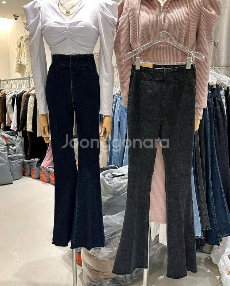 매그놀리아 지젤 데님 부츠컷 팬츠 하이웨스트 청바지--1