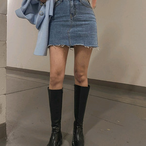 청 데님 미니 스커트