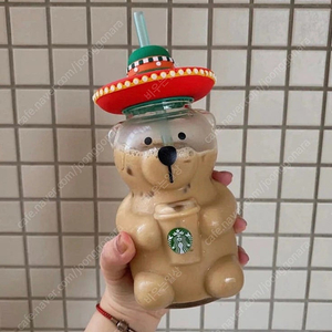 [미사용] 스타벅스 곰돌이 유리 텀블러