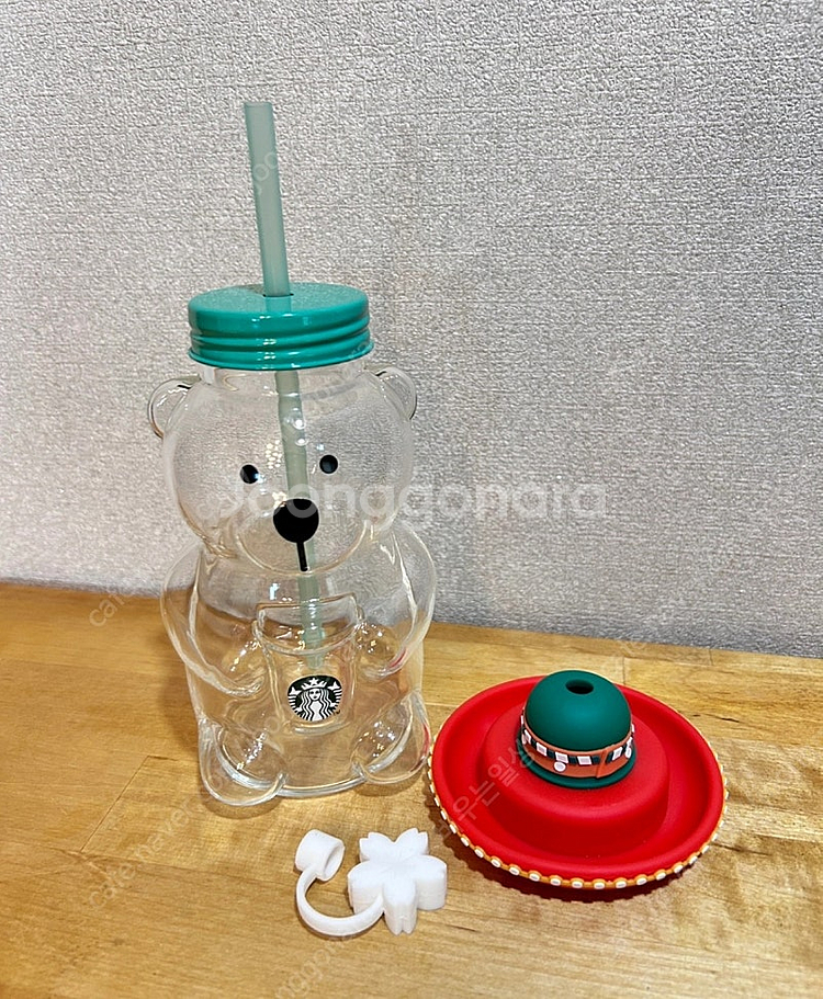 [미사용] 스타벅스 곰돌이 유리 텀블러--2