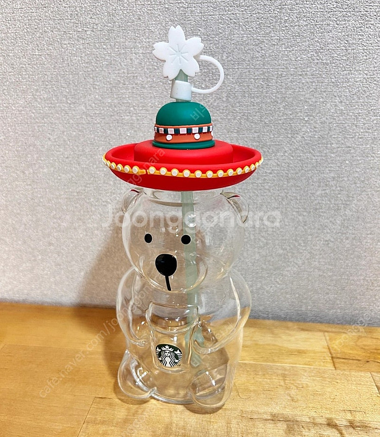 [미사용] 스타벅스 곰돌이 유리 텀블러--4