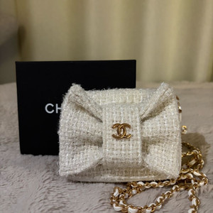 샤넬 트위드 리본 미니 체인백