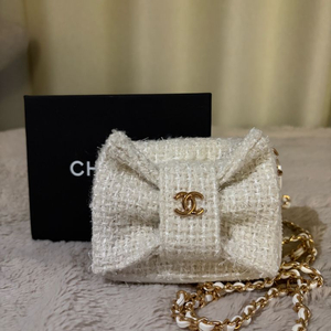 샤넬 트위드 리본 미니 체인백