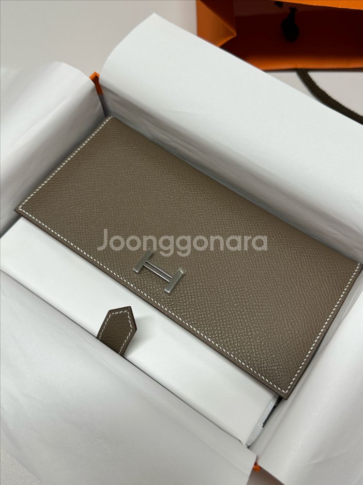 [정품] 에르메스 베안 수플레 장지갑 앱송 은장 에토프--0