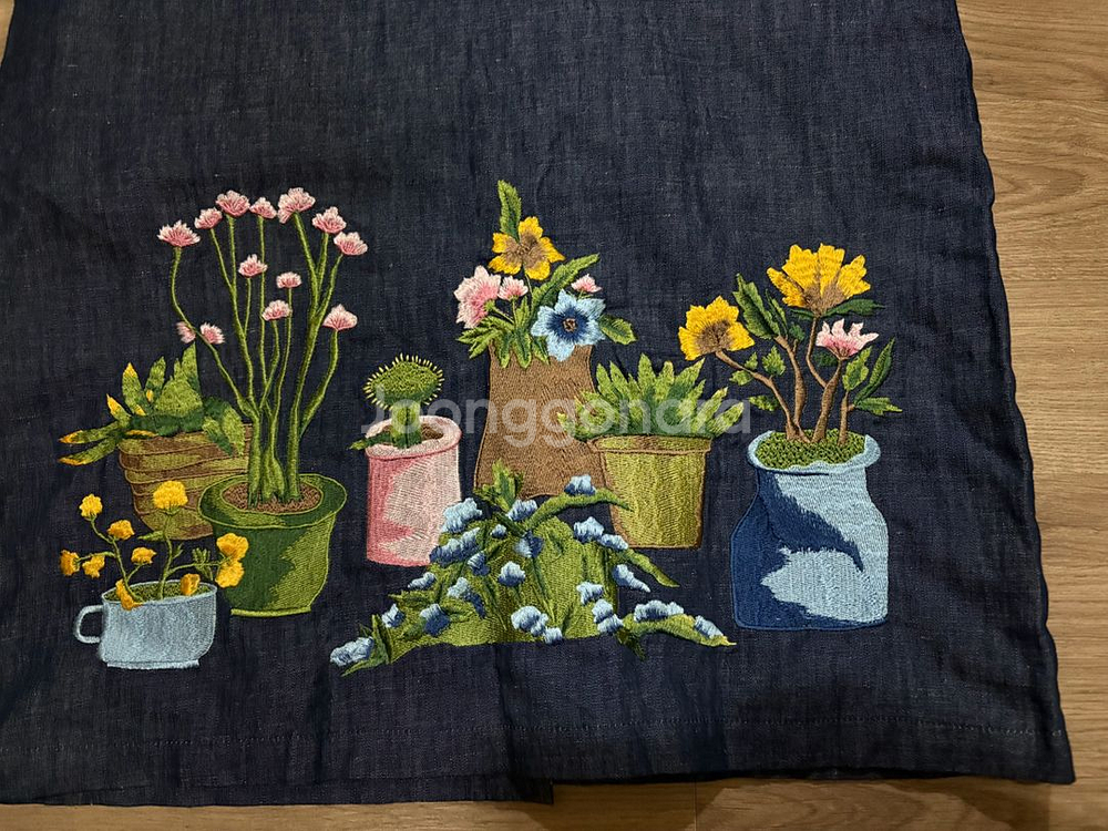 새상품 디자이너 마소영 자수 데님 원피스--2