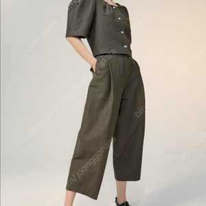 22년 한섬 랑방컬렉션 린넨블렌드원턱와이드팬츠 크롭바지