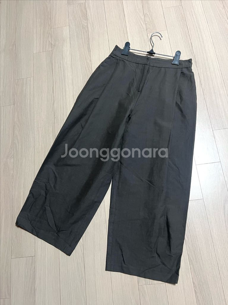 22년 한섬 랑방컬렉션 린넨블렌드원턱와이드팬츠 크롭바지--10