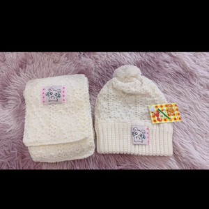 방가방가햄토리 굿즈 목도리모자세트 방가방가햄토리리본