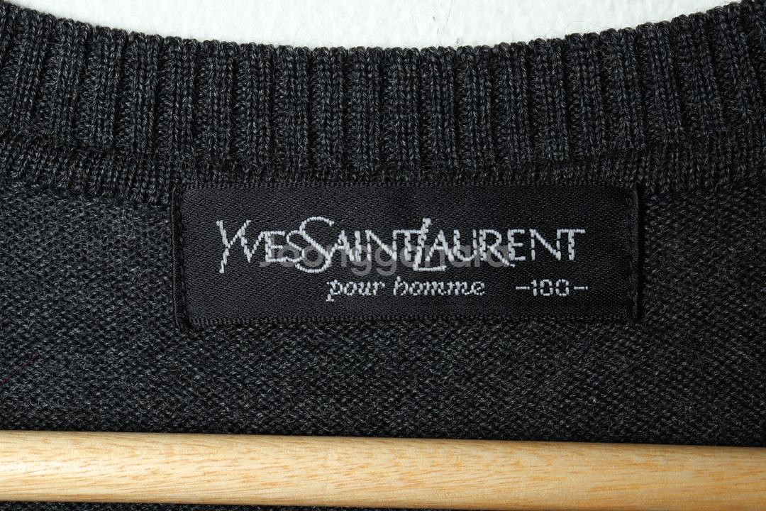 (L) 입생로랑 니트 조끼 패턴 그레이--5