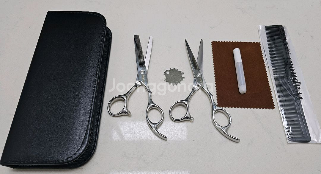 고급 미용전용가위2p+연장3p+보관가방 풀세트(새상품)--2