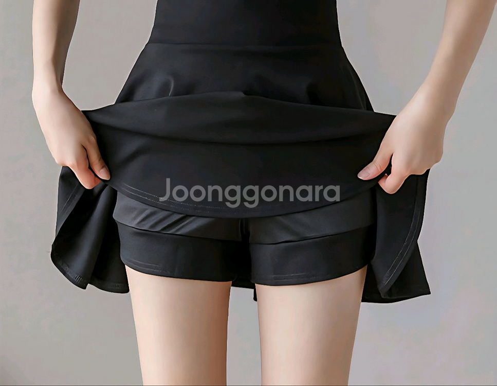 플레어 밴딩 속바지 미니 스커트 블랙 F--0