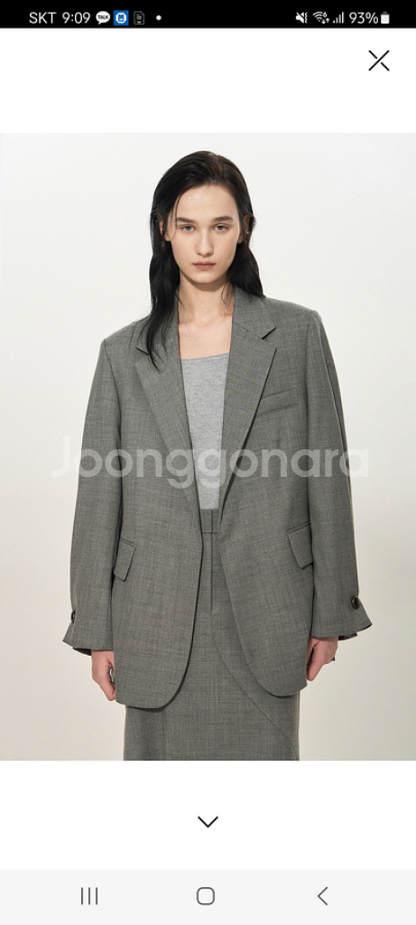 타임 울 백 슬릿 자켓 스커트세트--5