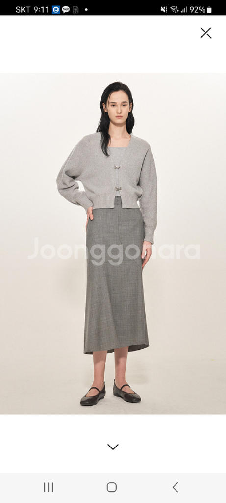 타임 울 백 슬릿 자켓 스커트세트--8