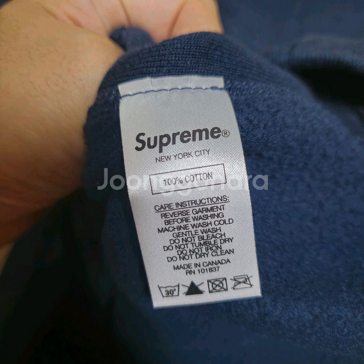 [S] 슈프림 x 스와로브스키 박스로고 후드 네이비--3