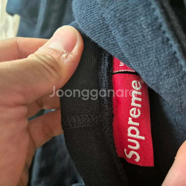 [S] 슈프림 x 스와로브스키 박스로고 후드 네이비--4