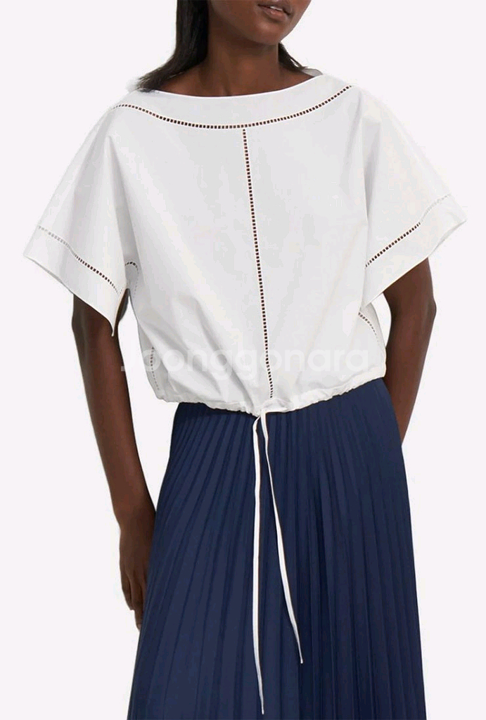 띠어리 코튼 보트넥 블라우스--1