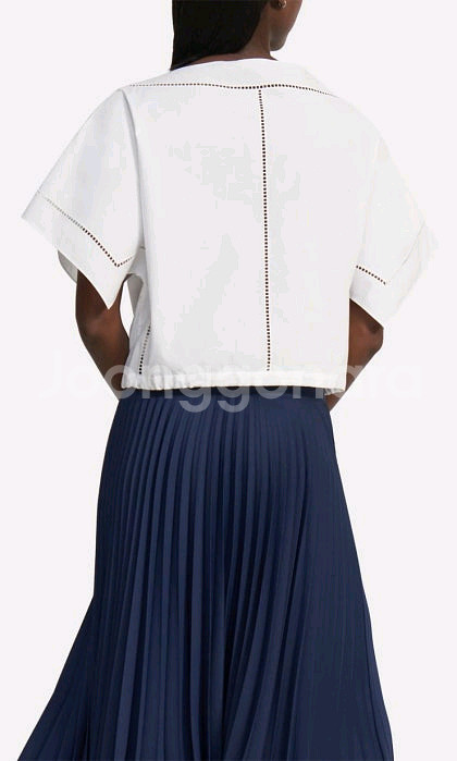 띠어리 코튼 보트넥 블라우스--2