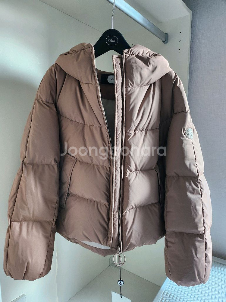 듀엘 구스 후드 숏 패딩--0