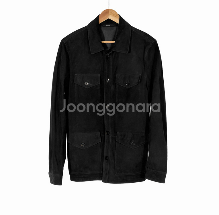 [48] 톰포드 카프스킨 스웨이드 트러커 자켓 블랙--0