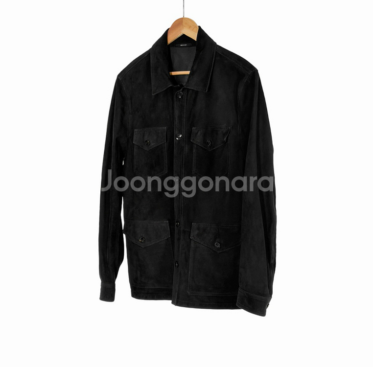 [48] 톰포드 카프스킨 스웨이드 트러커 자켓 블랙--1