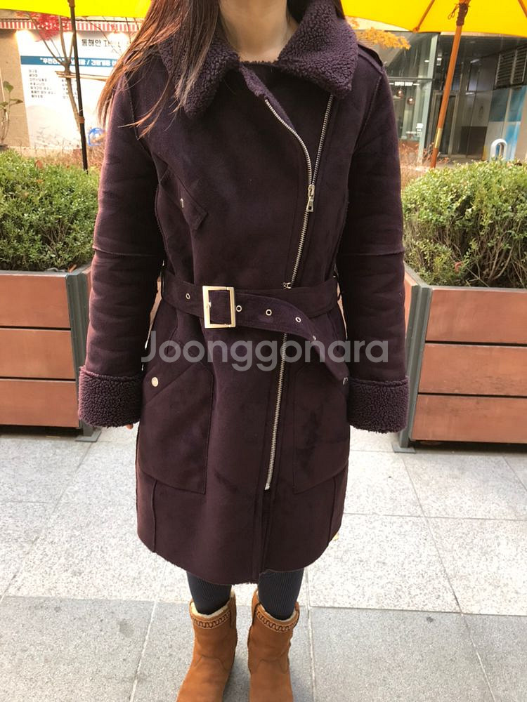 버건디컬러 무스탕 거의새제품 55,66사이즈--1