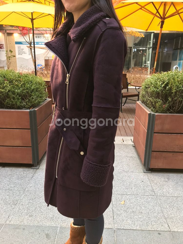 버건디컬러 무스탕 거의새제품 55,66사이즈--6