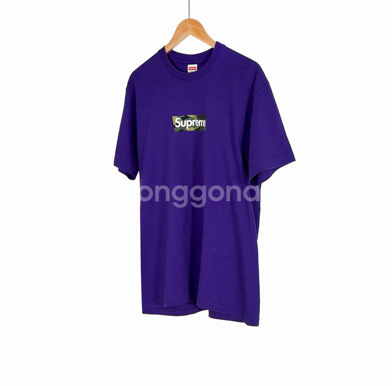[M] 슈프림 23fw 남성 카모 박스 로고 반팔 티셔츠 퍼플--1