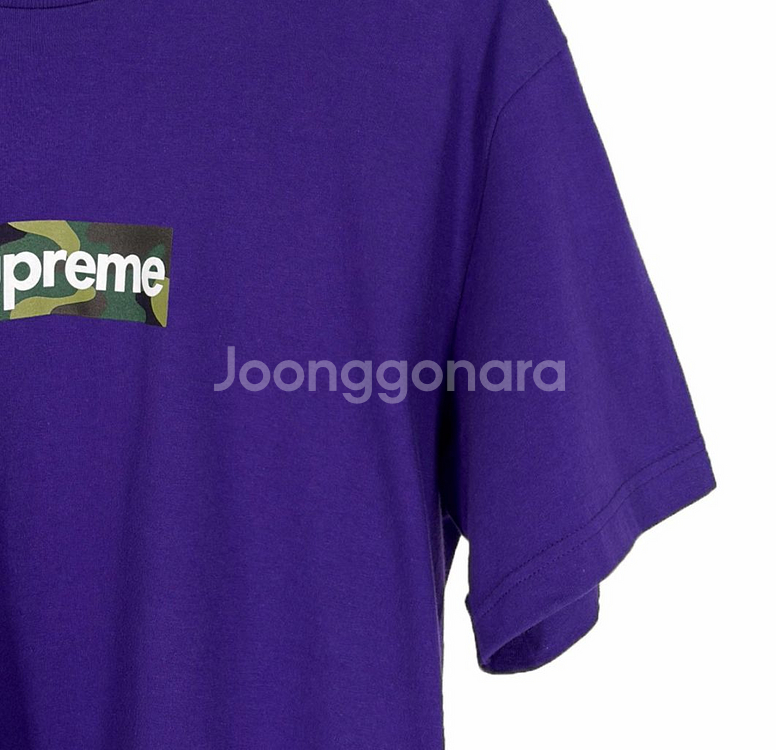 [M] 슈프림 23fw 남성 카모 박스 로고 반팔 티셔츠 퍼플--4