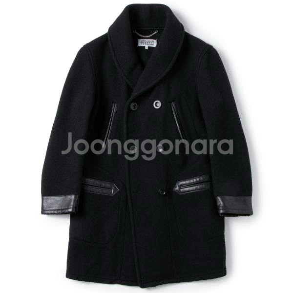 마틴 마르지엘라 레일로드 가죽 블랙 코트 48--0