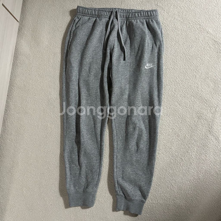 나이키 그레이 스몰로고 면 츄바 트레이닝 조거팬츠--0