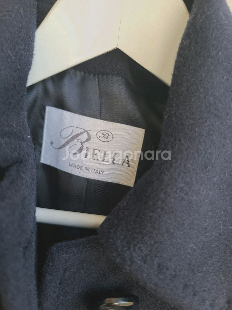 BIELLA 비엘라 이태리 네이비 카라 순모 울 롱코트--6