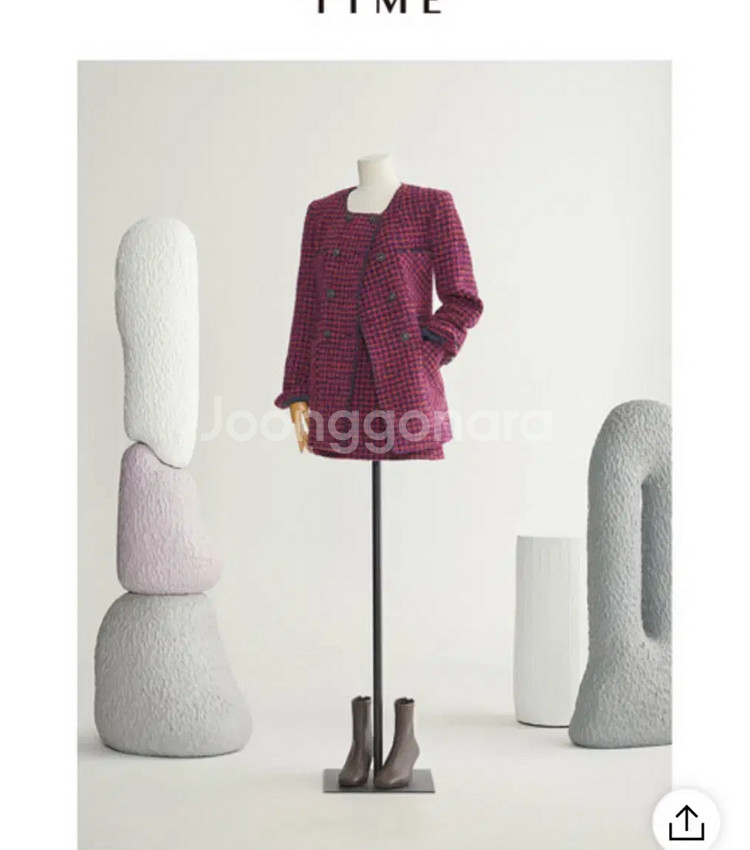 TIME 타임 트위드 자켓 코트 82사이즈--2