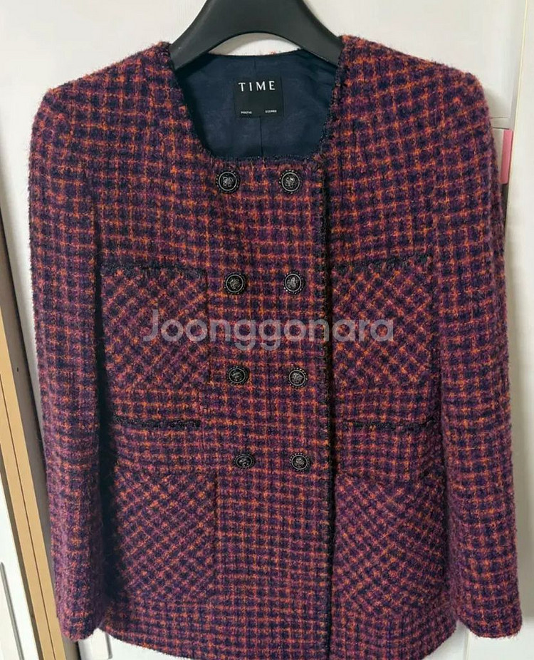 TIME 타임 트위드 자켓 코트 82사이즈--3