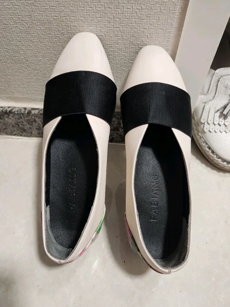 여자흰색단화 꽃일러스트구두로퍼230 이미지