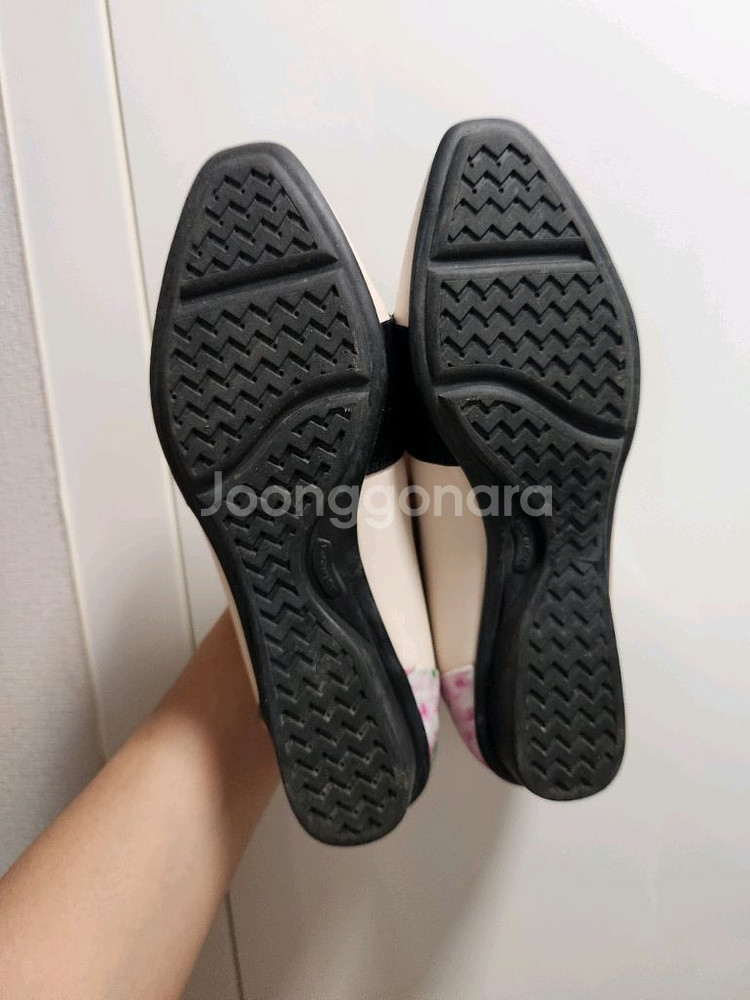 여자흰색단화 꽃일러스트구두로퍼230--7